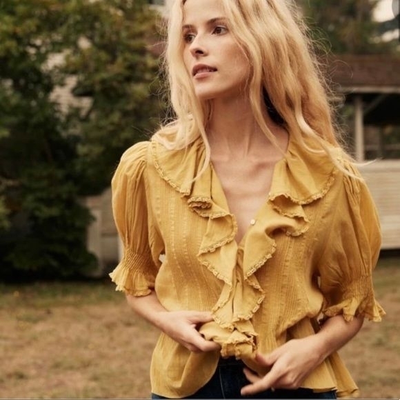 Yellow Ruffled Women's Top - Picture 7 of 7